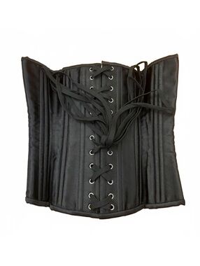 ShaperX Black Satin Corset with Front Lace-Up